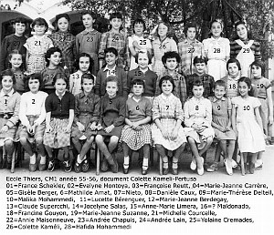 SIDI BEL ABBES ECOLE THIERS FILLES 1955 CM1